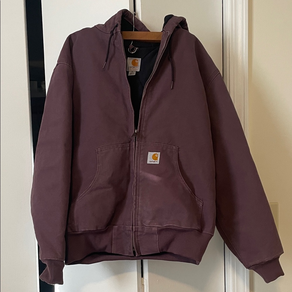 Rare Carhartt Women's  WJ130 DPM Canvas Hooded Bomber Jacket | Deep Plum